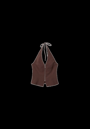 Топ из бенгалина с горловиной халтер- Заказать в России