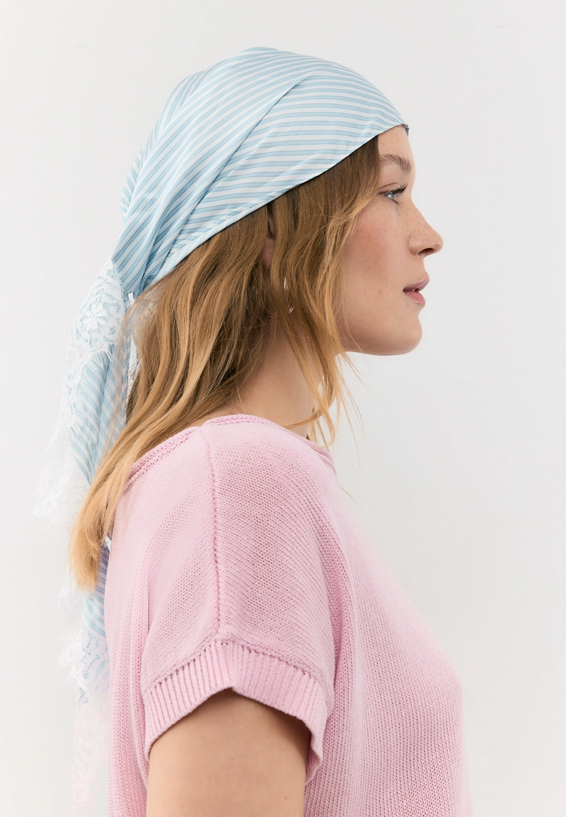 ПАРЕО В ПОЛОСКУ С КРУЖЕВОМ