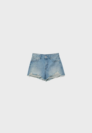 Джинсовые шорты с разрезами- Заказать в России