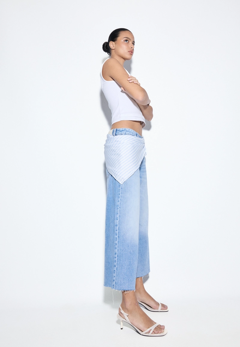 Джинсы-кюлоты с платком