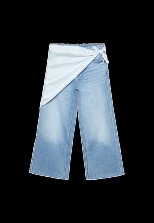 Джинсы-кюлоты с платком- Заказать в России