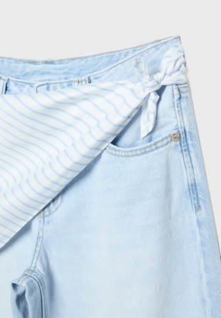 Джинсы-кюлоты с платком- Заказать в России