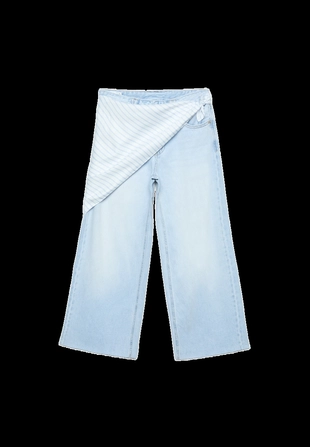 Джинсы-кюлоты с платком- Заказать в России