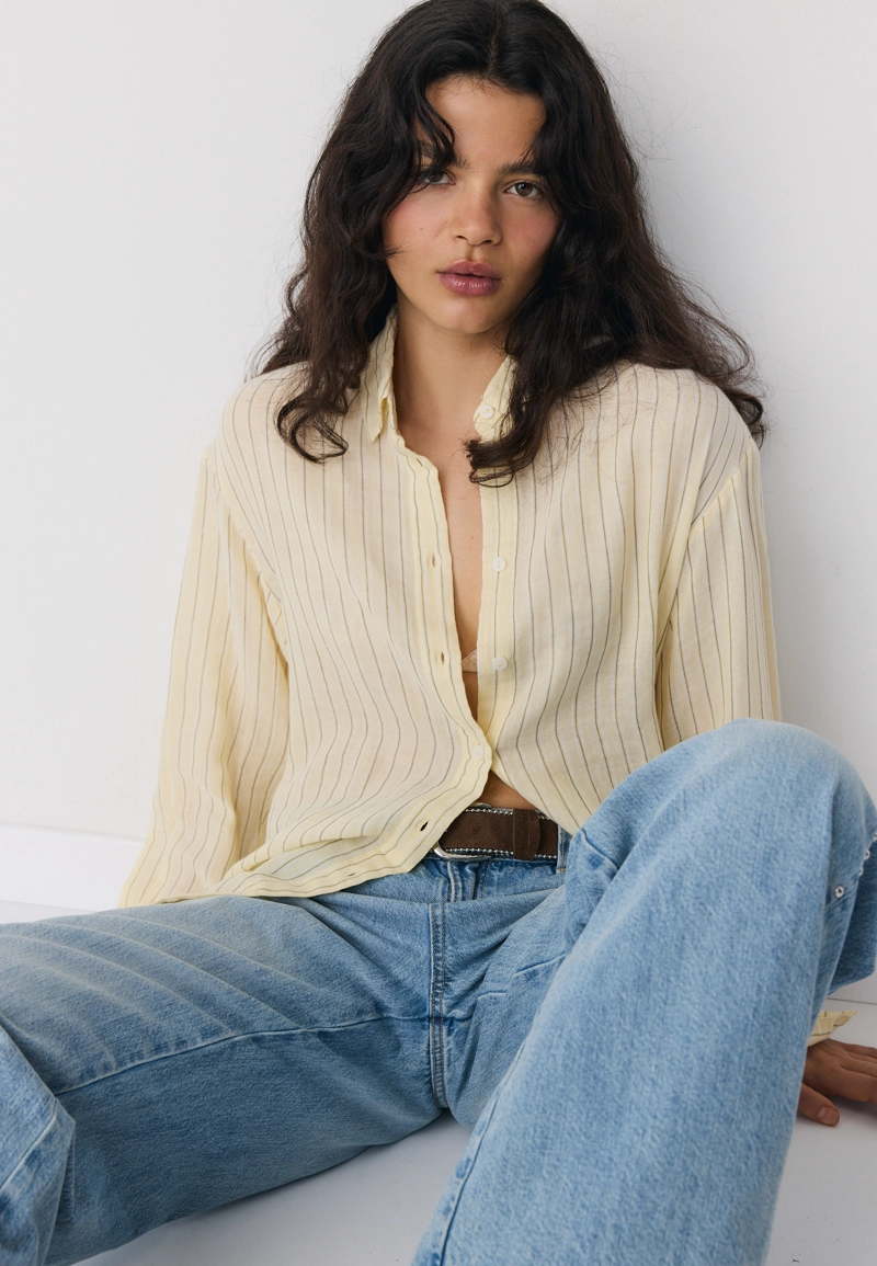 Базовая рубашка из двух видов ткани