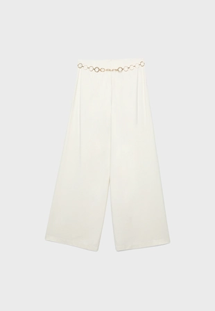 Атласные брюки с защипами и цепочкой- Заказать в России