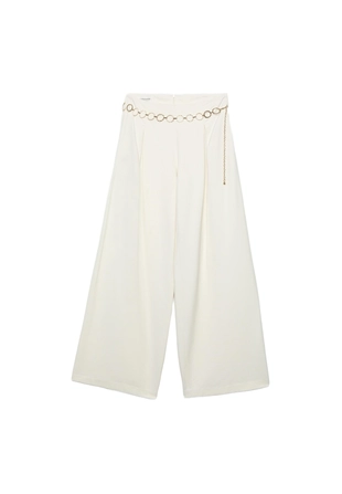 Атласные брюки с защипами и цепочкой- Заказать в России