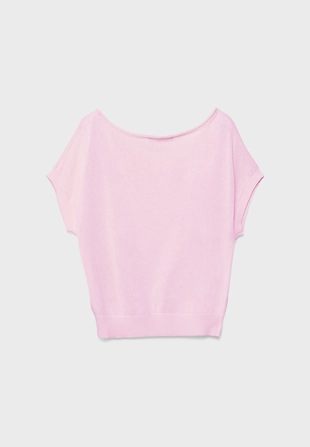 Топ из трикотажа рустик с вырезом-лодочкой- Заказать в России