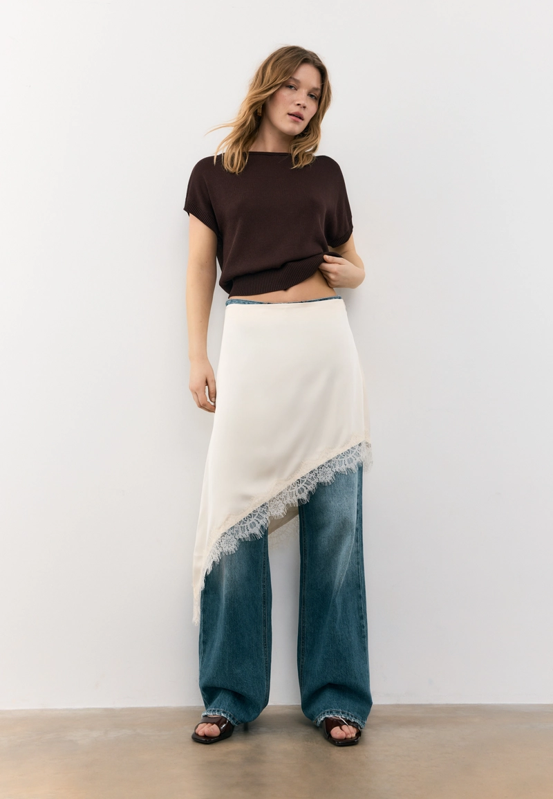 Топ из трикотажа рустик с вырезом-лодочкой