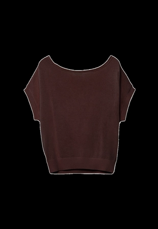 Топ из трикотажа рустик с вырезом-лодочкой- Заказать в России