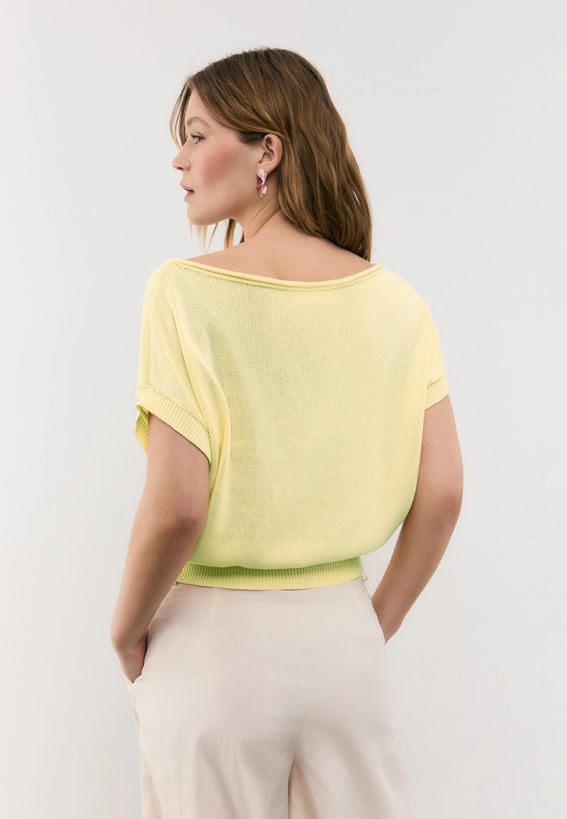 Топ из трикотажа рустик с вырезом-лодочкой