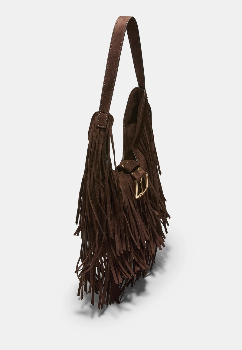 Сумка на плечо с бахромой и пряжкой
