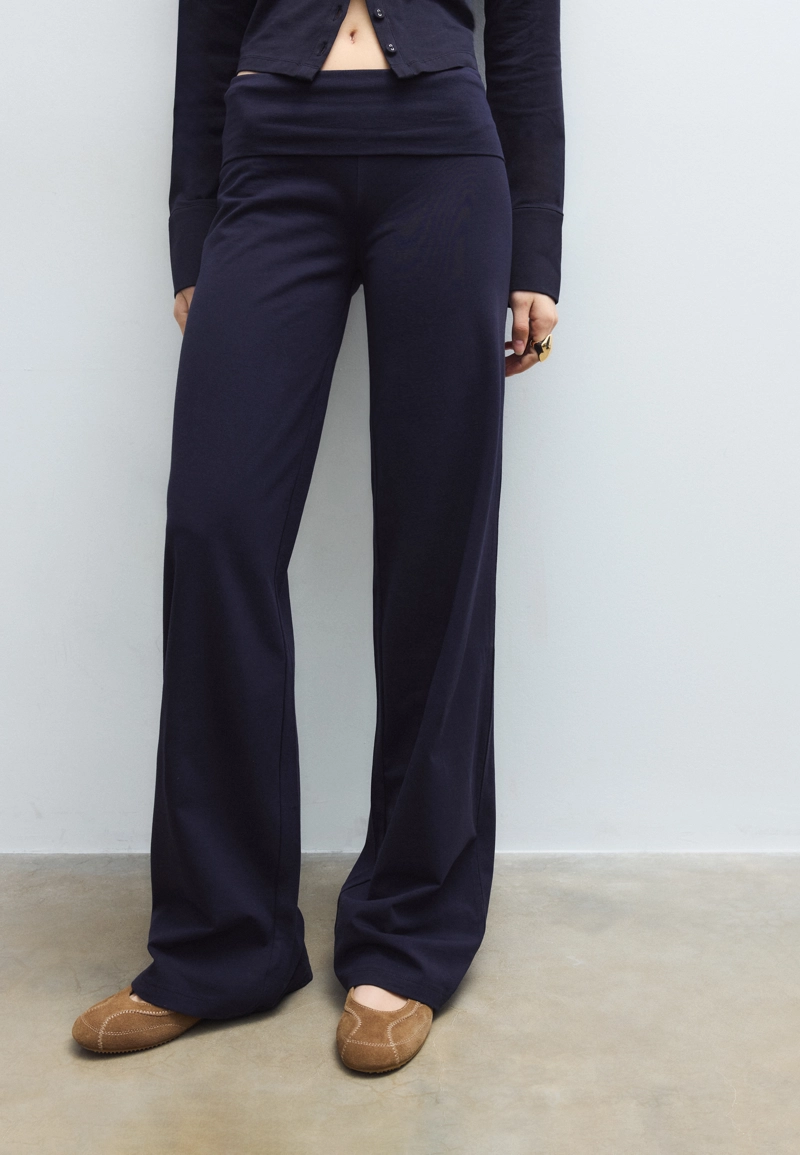 Брюки-сетка с отворотом на талии