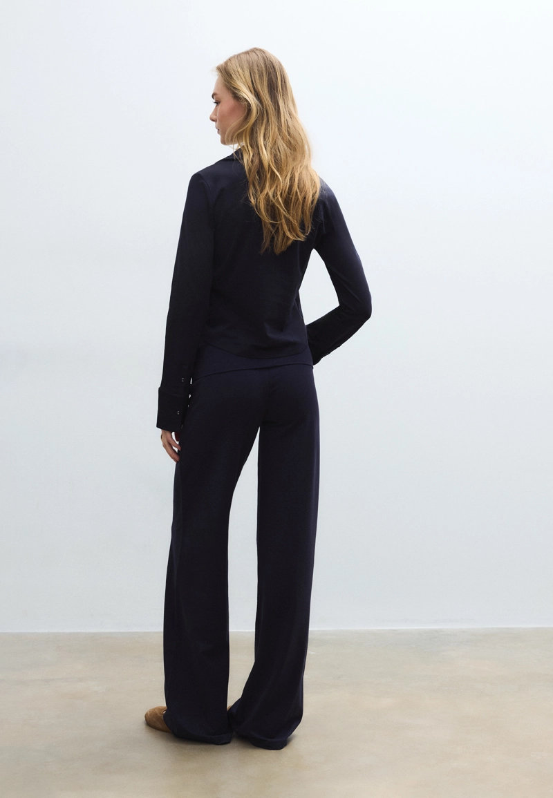 Брюки-сетка с отворотом на талии