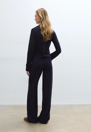 Брюки-сетка с отворотом на талии- Заказать в России