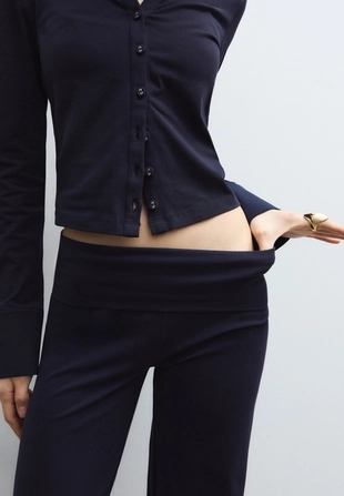 Брюки-сетка с отворотом на талии- Заказать в России