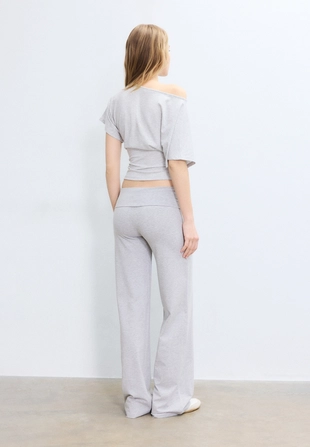 Брюки-сетка с отворотом на талии- Заказать в России