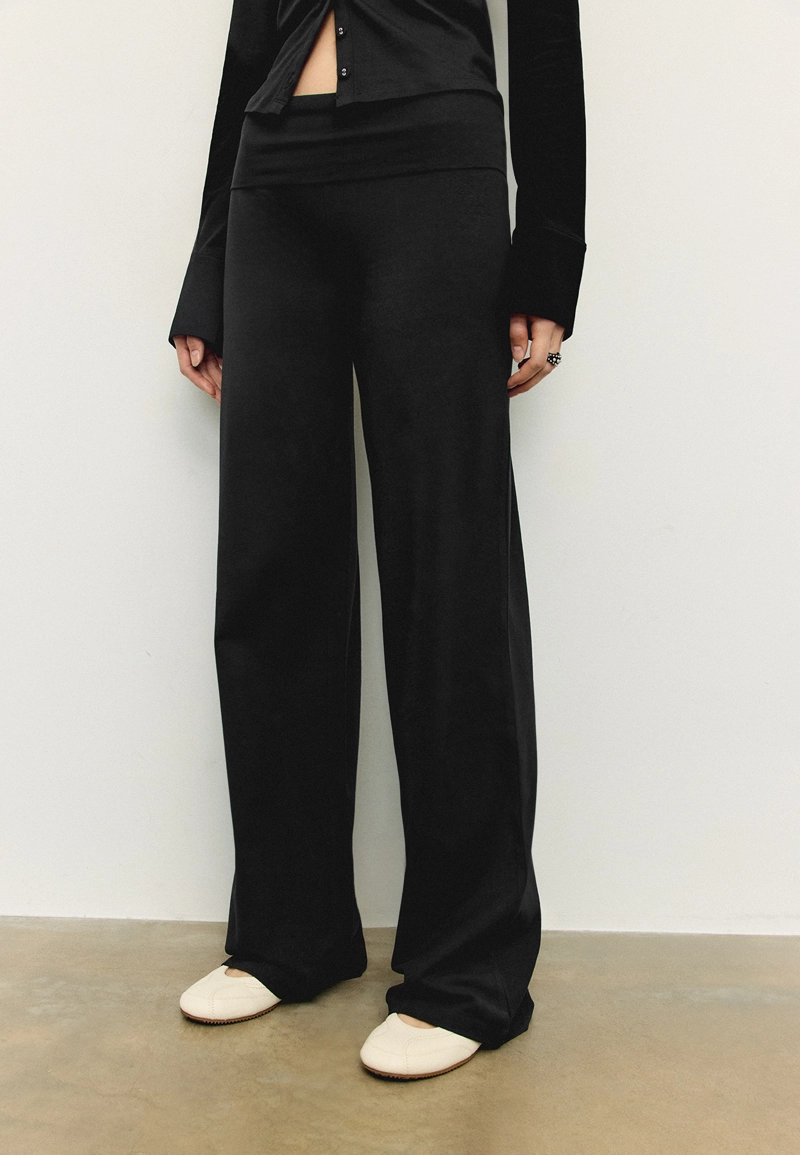 Брюки-сетка с отворотом на талии