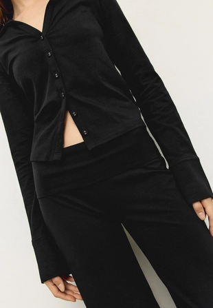 Брюки-сетка с отворотом на талии- Заказать в России