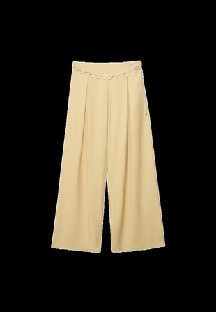 Атласные брюки с защипами и цепочкой- Заказать в России