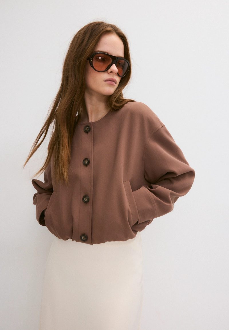 Куртка-бомбер с круглым вырезом