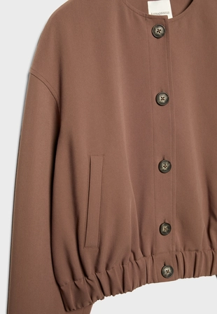 Куртка-бомбер с круглым вырезом- Заказать в России