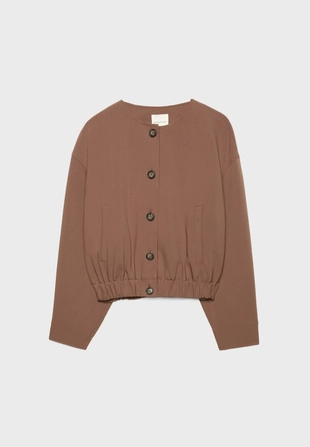 Куртка-бомбер с круглым вырезом- Заказать в России