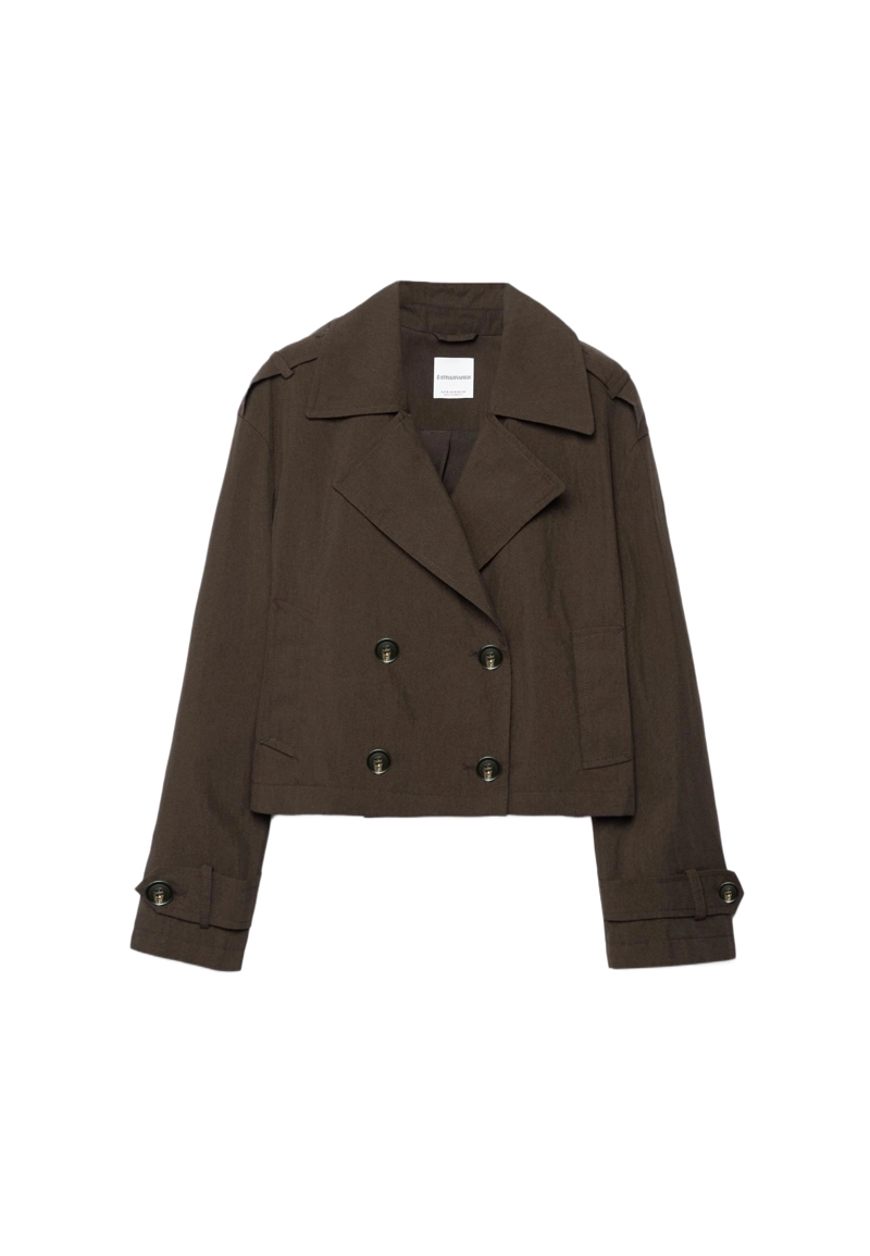 Укороченный двубортный тренч