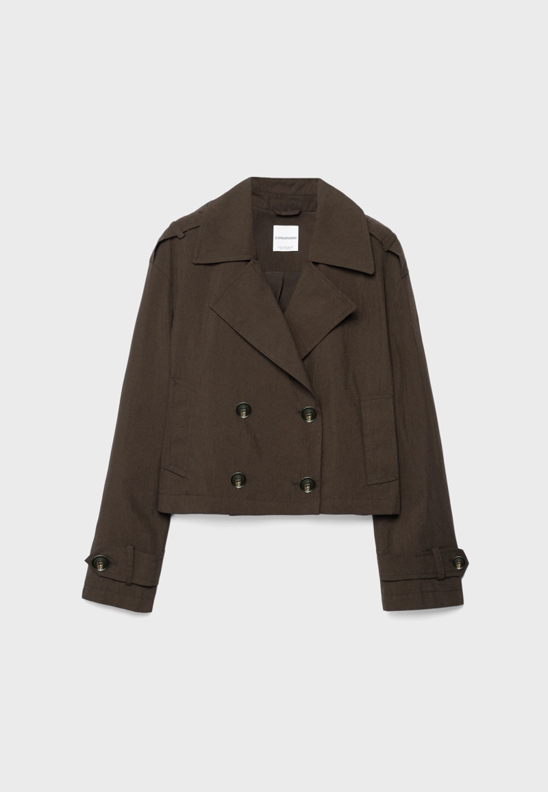 Укороченный двубортный тренч