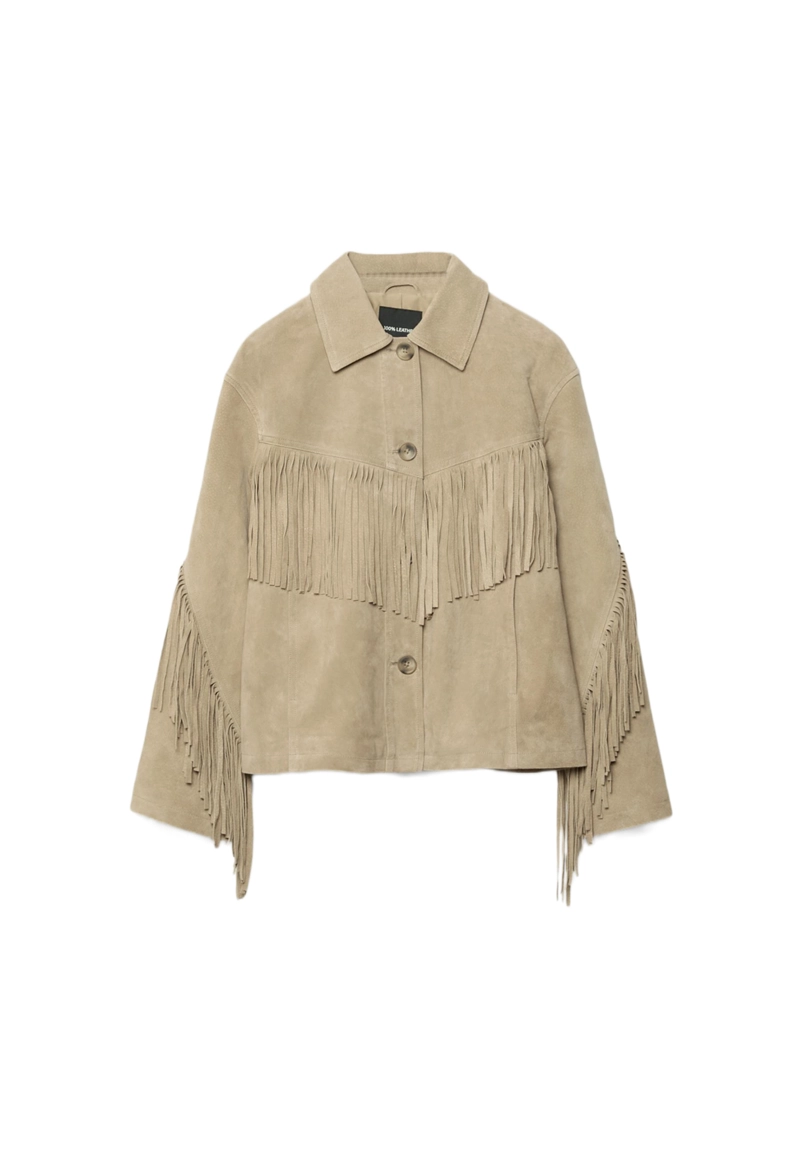 Кожаная куртка с бахромой