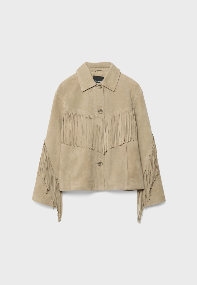 Кожаная куртка с бахромой