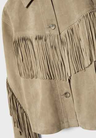 Кожаная куртка с бахромой- Заказать в России