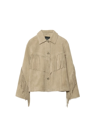 Кожаная куртка с бахромой- Заказать в России