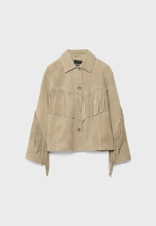 Кожаная куртка с бахромой- Заказать в России