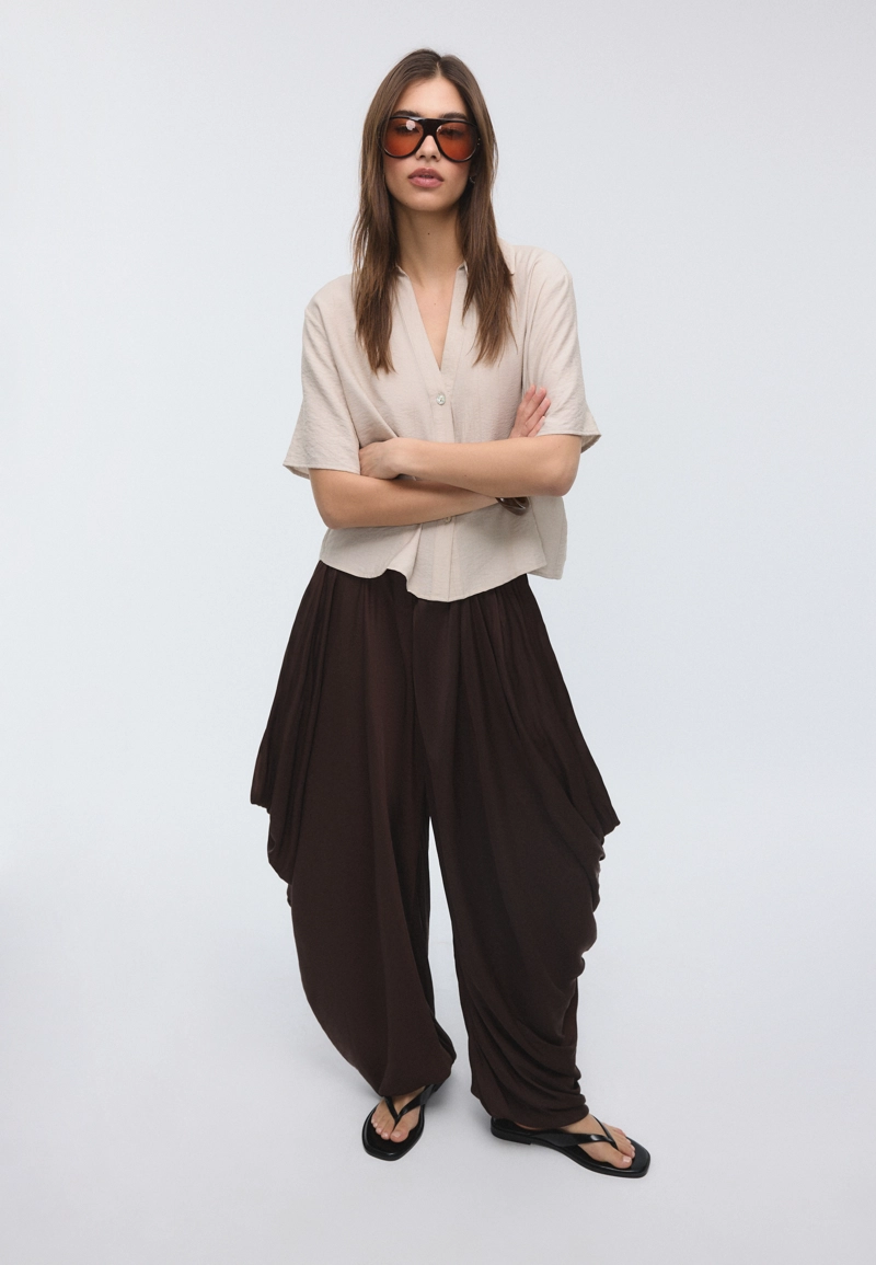 Рубашка свободного кроя на пуговицах