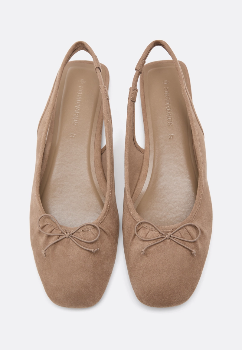 Балетки из искусственной замши с открытой пяткой