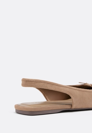 Балетки из искусственной замши с открытой пяткой- Заказать в России