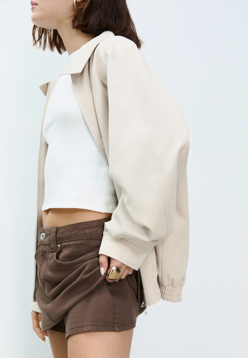 Джинсовая юбка-шорты в полоску