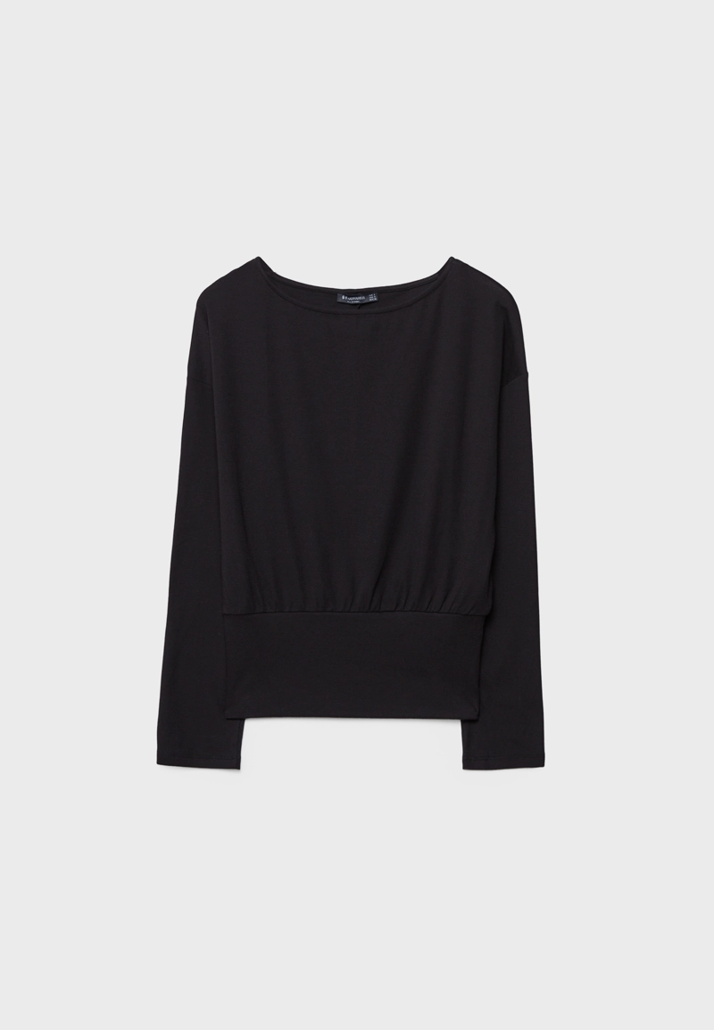 Лонгслив с вырезом-лодочкой и поясом