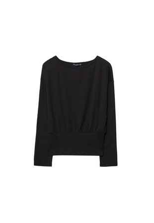 Лонгслив с вырезом-лодочкой и поясом- Заказать в России