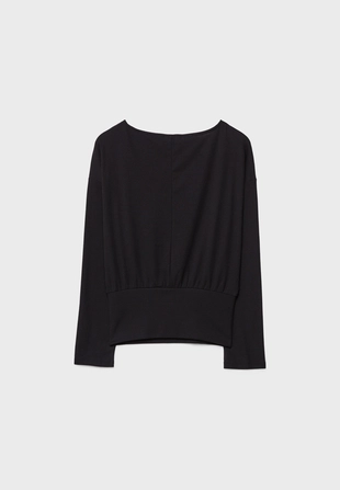 Лонгслив с вырезом-лодочкой и поясом- Заказать в России