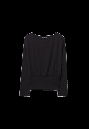 Лонгслив с вырезом-лодочкой и поясом- Заказать в России