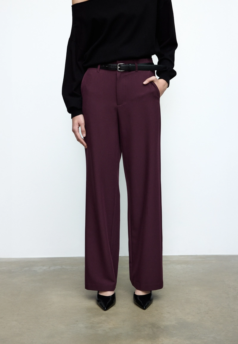 Прямые струящиеся брюки с поясом