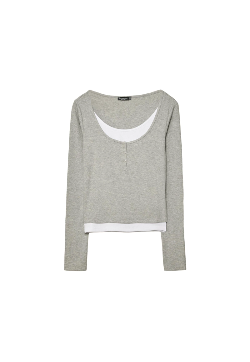 Двойная футболка с длинными рукавами на кнопках