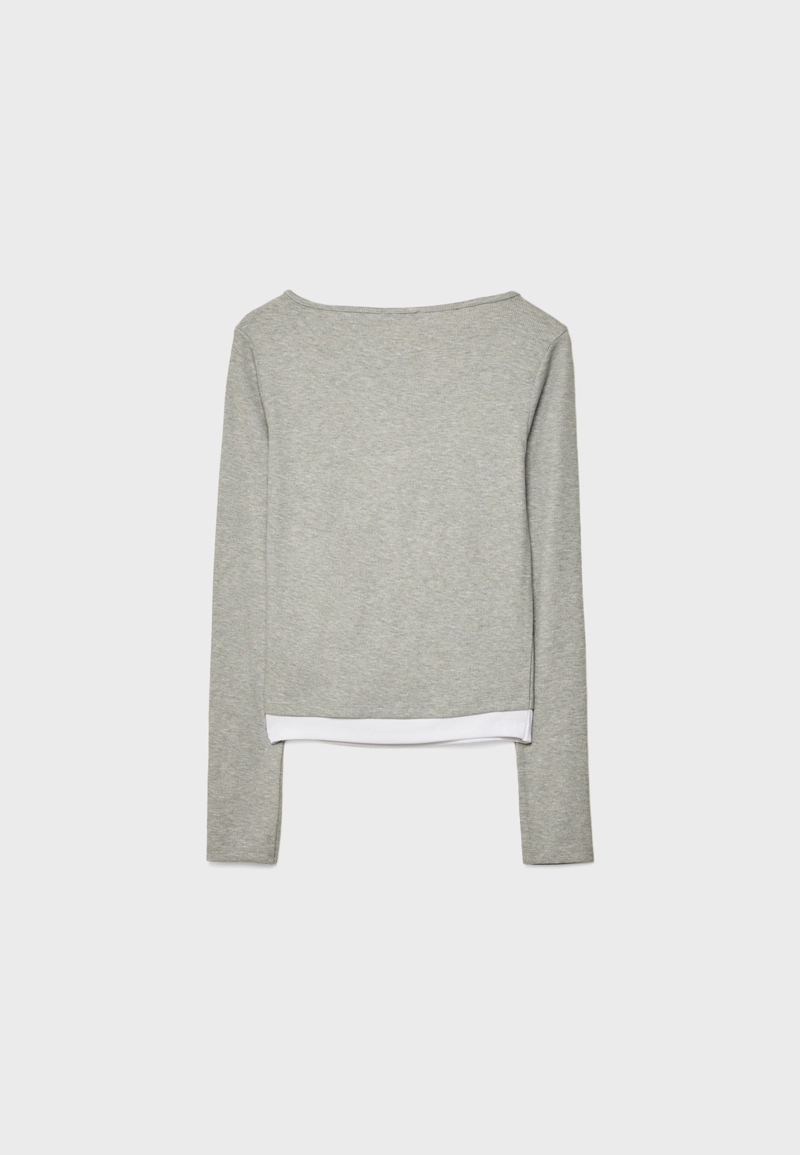 Двойная футболка с длинными рукавами на кнопках