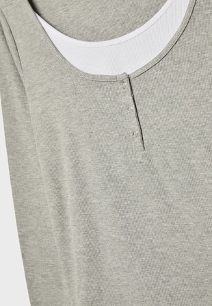 Двойная футболка с длинными рукавами на кнопках- Заказать в России