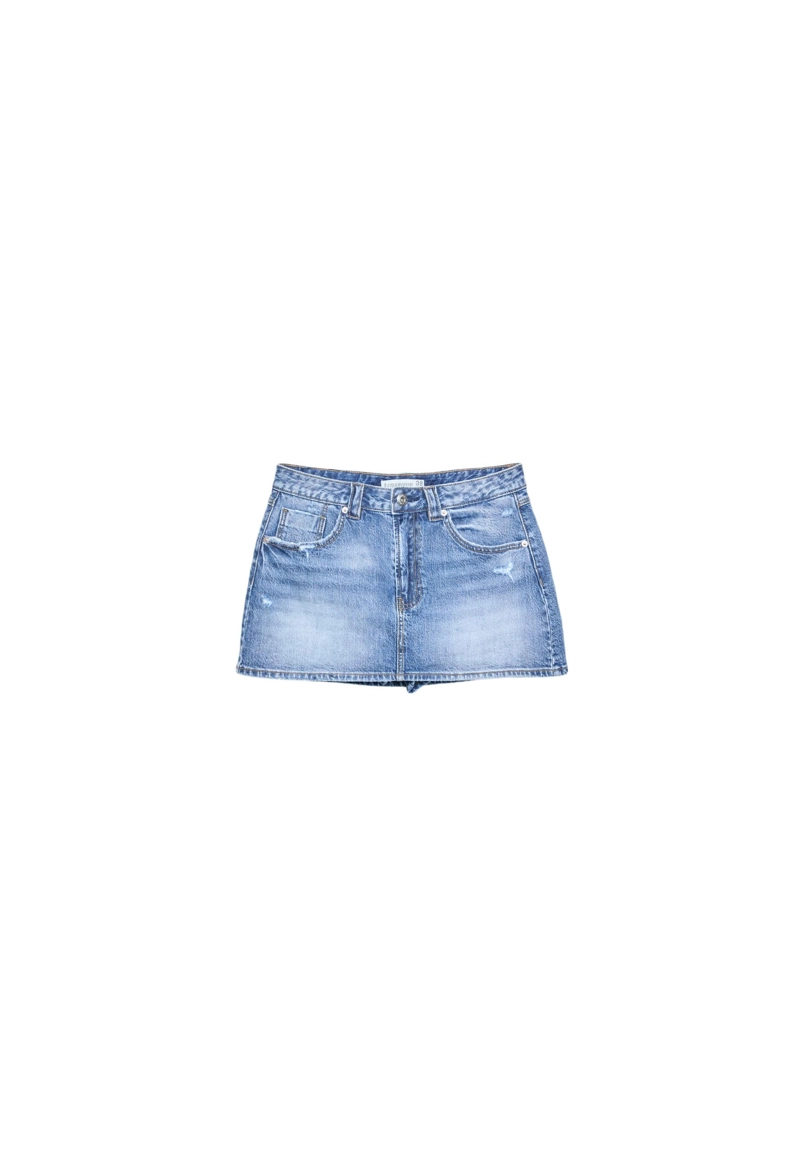 Джинсовая юбка-шорты в полоску