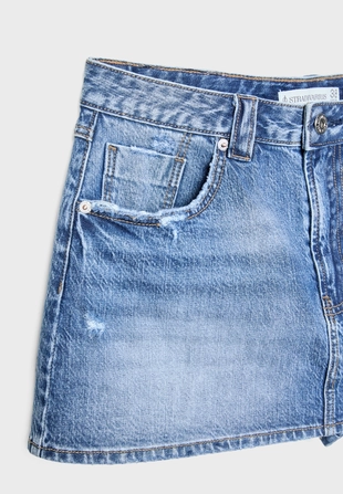 Джинсовая юбка-шорты в полоску- Заказать в России