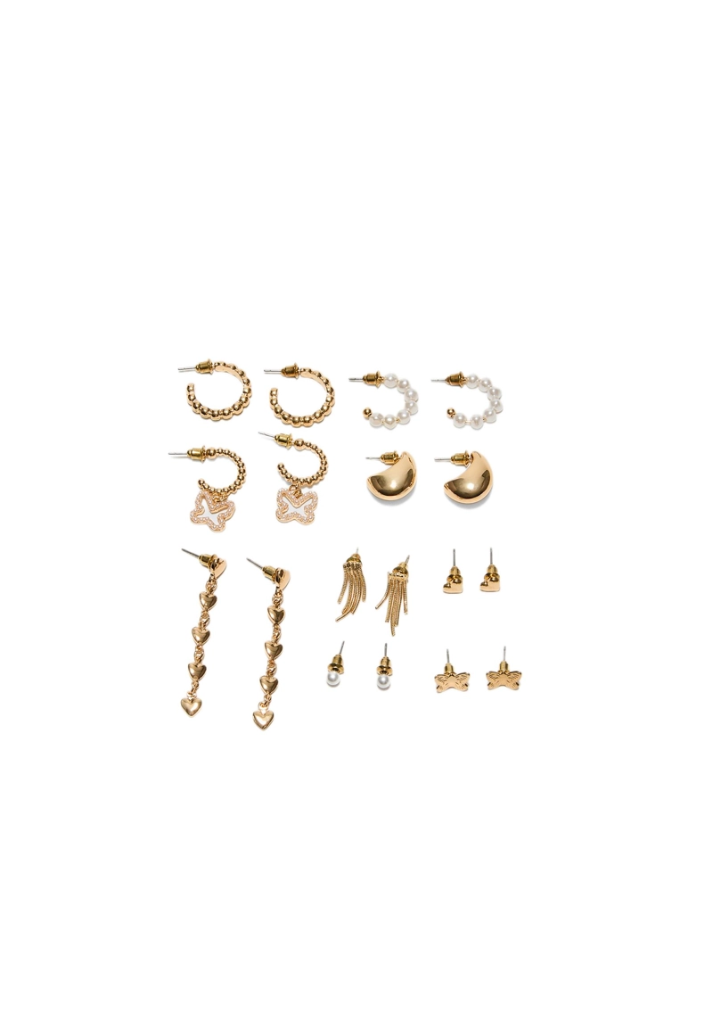 Набор из 9 серег с бабочками и искусственным жемчугом