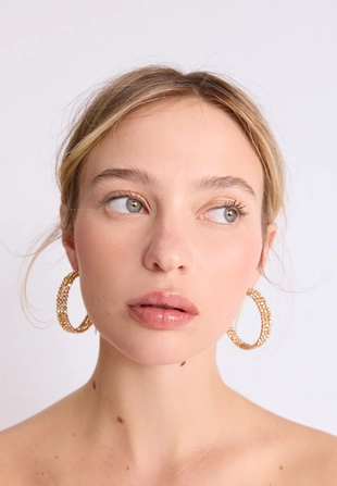 Серьги-кольца с бусинами- Заказать в России