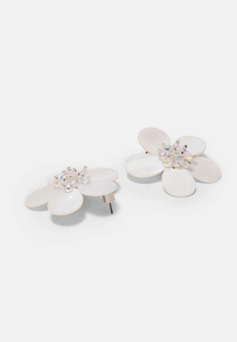 Серьги-цветы с перламутровым эффектом